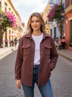 Aritzia Wilfred Free Ganna Shacket in Frosted Plum Purple Size Small